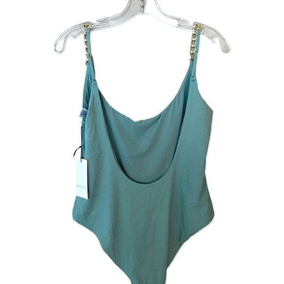 Lovewave Pua Swimsuit Chain Strap one piece bathing sage Revolve NWT $128 Sz M - Picture 2 of 11